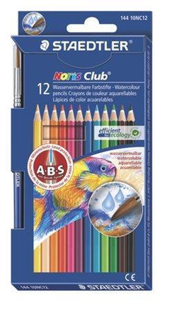 Akvarelové pastelky, se štětcem, 12 barev, sada, STAEDTLER set