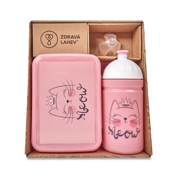 Set Zdravá lahev 0,5 l a Zdravá sváča - Mňau