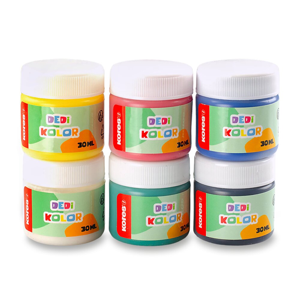 Prstové barvy Kores Dedi Kolor - 6 barev, 30 ml