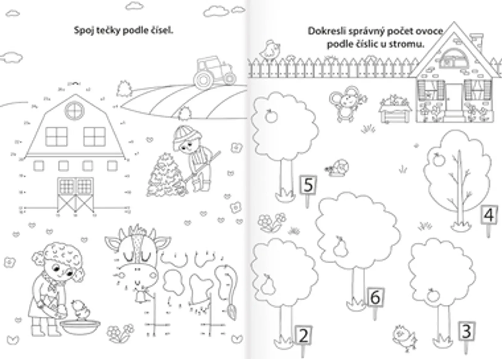 Omalovánky A4 - Procvičujeme čísla - Na farmě