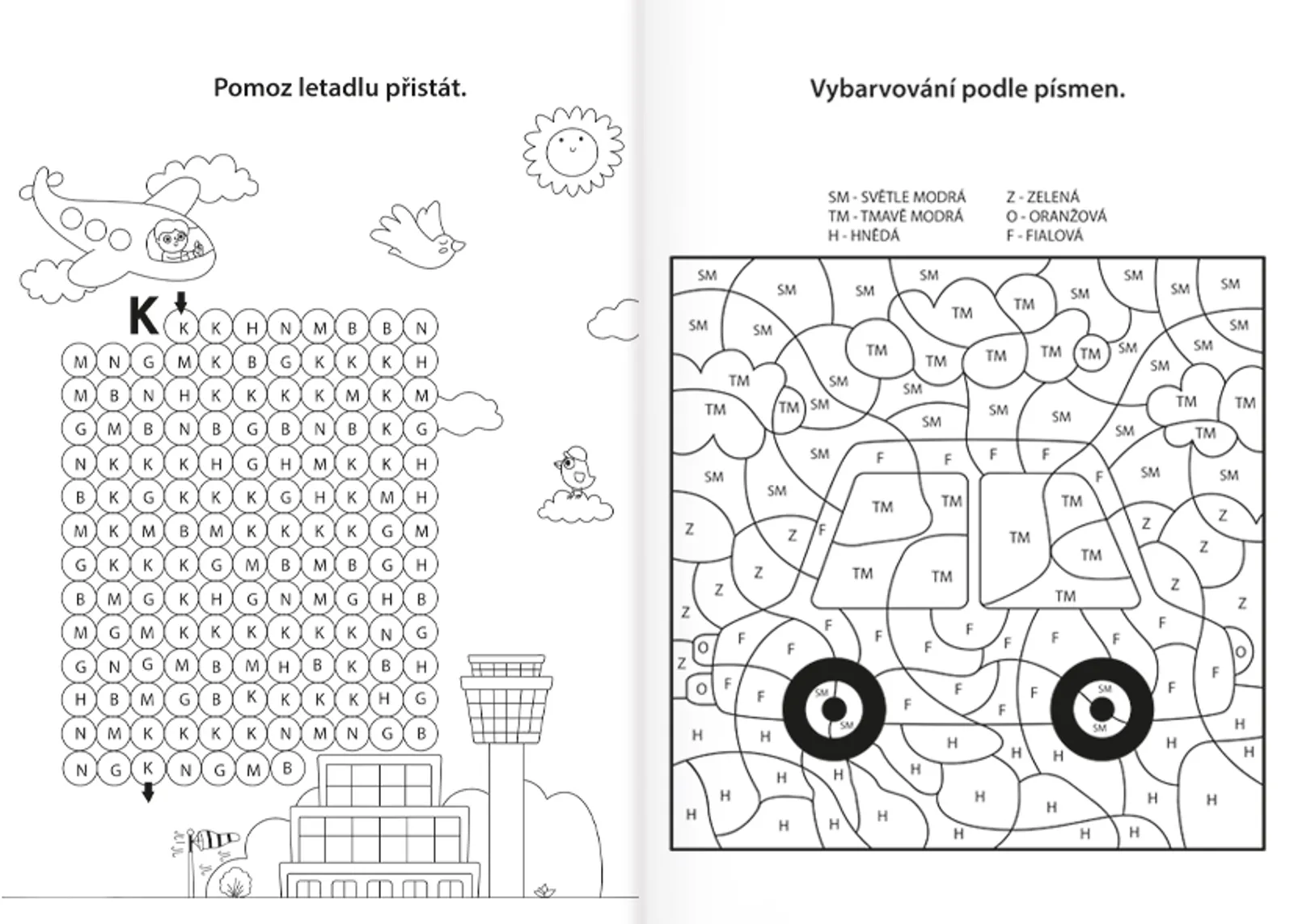 Omalovánky A4 - Procvičujeme abecedu - Ve světě dopravy