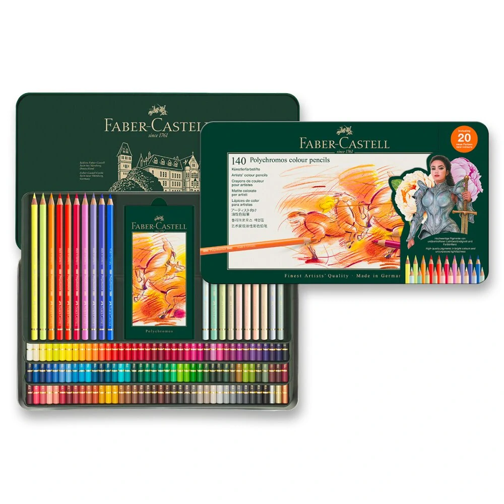 Pastelky Faber-Castell Polychromos, 140 barev v plechové krabičce