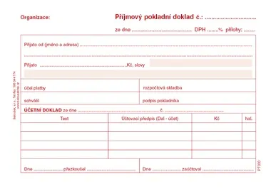 BALOUŠEK PT030 Příjmový pokladní doklad i pro podvojné učetnictví 