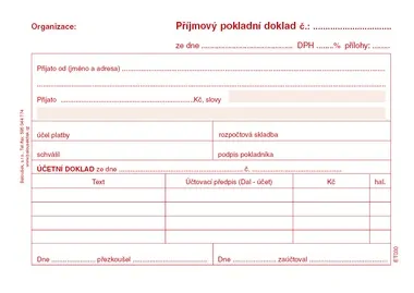 BALOUŠEK ET030 Příjmový pokladní doklad i pro podvojné účetnictví 