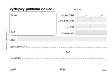 BALOUŠEK ET040 Výdajový pokladní doklad jednoduchý 