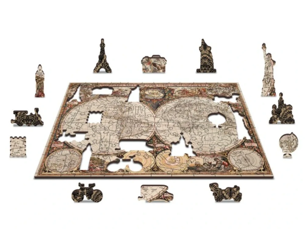 Dřevěné Puzzle M, Antická mapa světa, 150 dílků