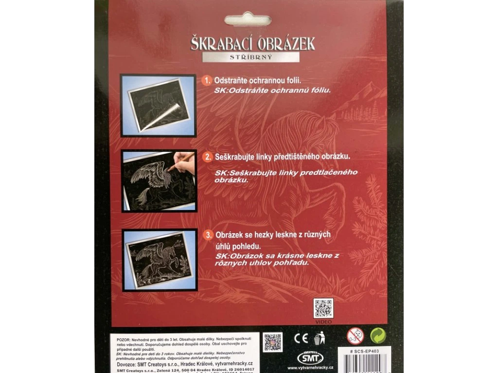 Škrabací obrázek stříbrný - Pegas 3