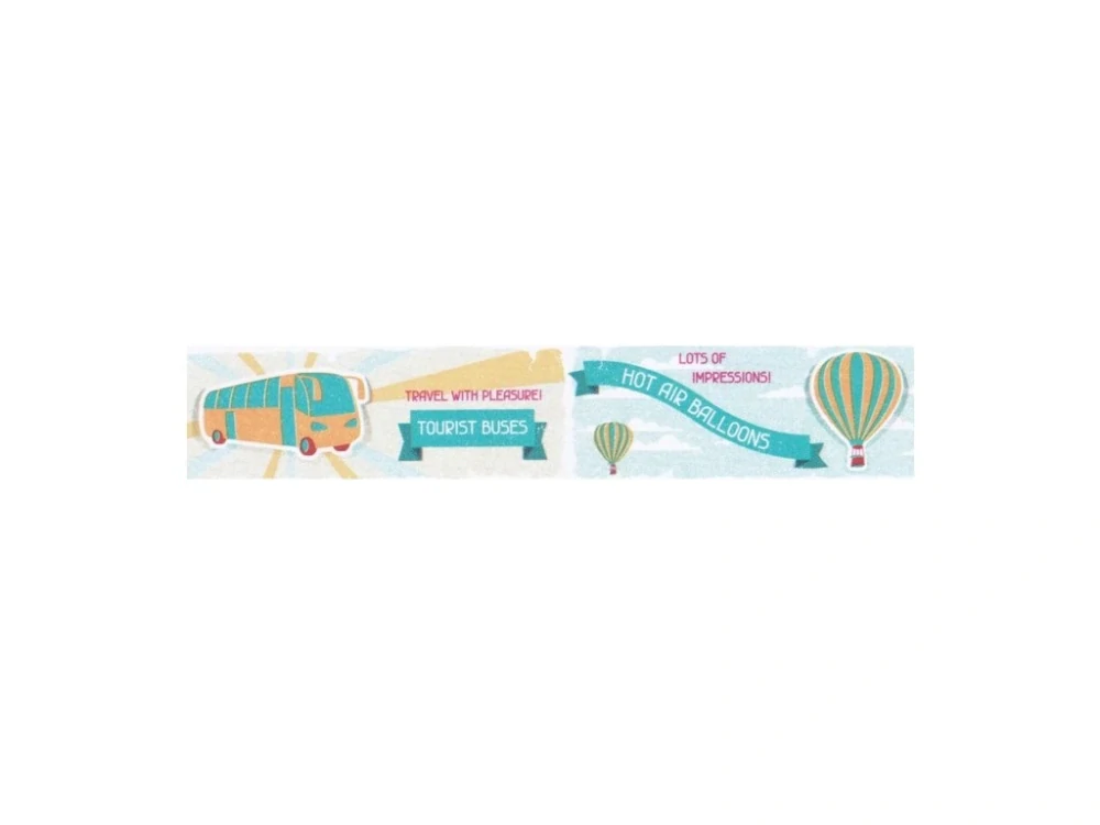 Dekorační lepicí páska - WASHI pásky -1ks balón, kolo,., 10 m x 38 mm