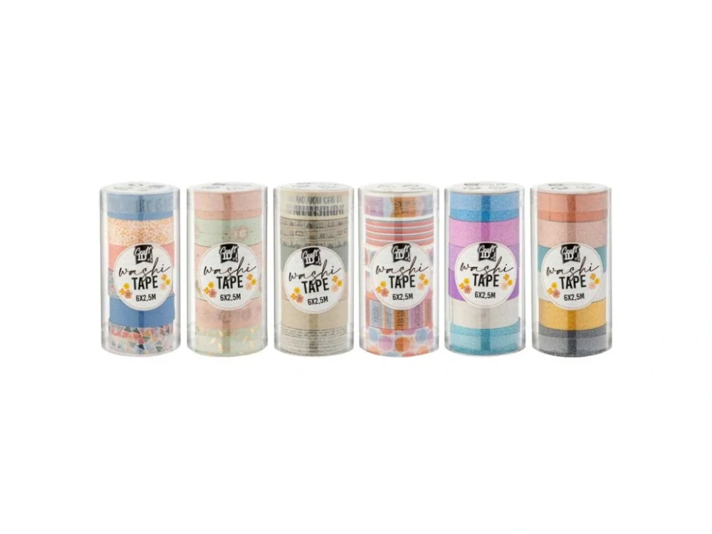 Dekorační lepicí páska - Washi pásky, 2,5m x 6 ks , 24 ks v balení