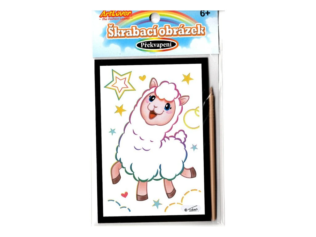 Vyškrabovací obrázek - překvapení - Lama