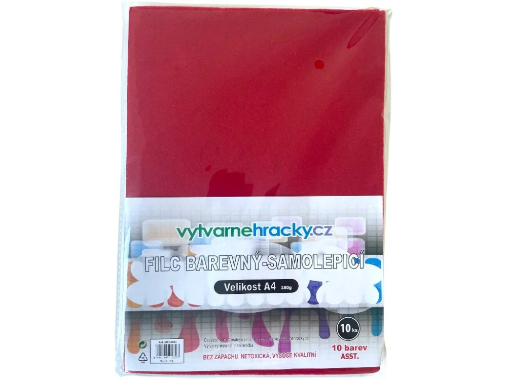 Filc - 10 ks, mix barev, A4, 180 g. - samolepicí