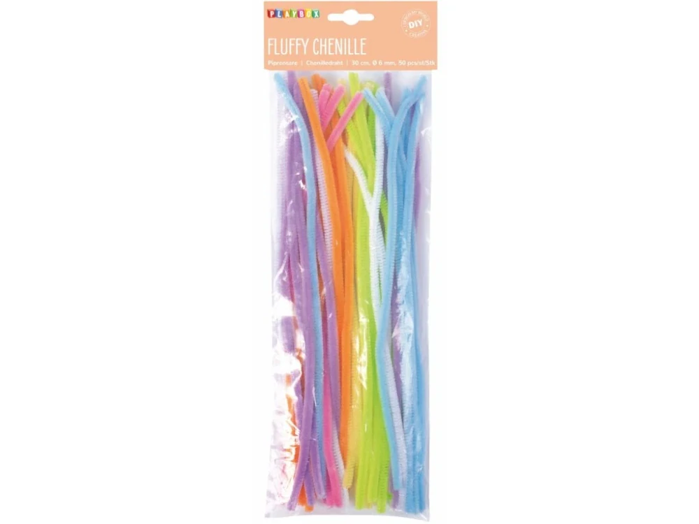 Chlupaté modelovací drátky, 30 cm, 50 ks pastelové barvy