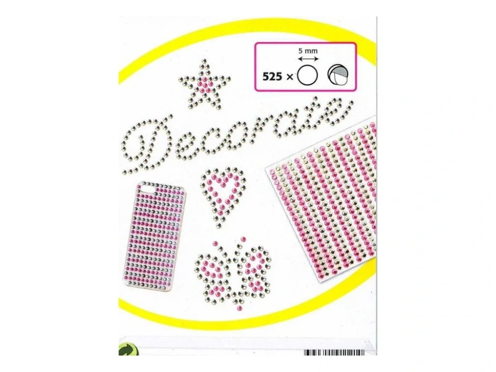 Lepicí kamínky 525ks, průměr 5mm stříbrné, růžové