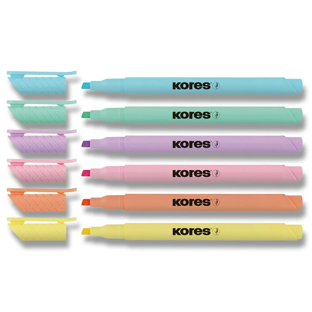 Zvýrazňovač Kores High Liner Pastel - sada 6 barev