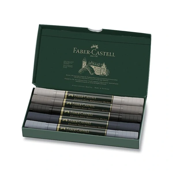 Akvarelové popisovače Faber-Castell Albrecht Dürer - Grey, 5 barev