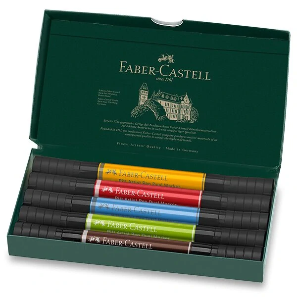 Popisovač Faber-Castell Pitt Artist Pen Dual Marker - sada 5 ks