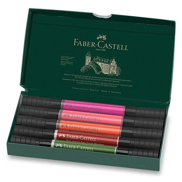 Popisovač Faber-Castell Pitt Artist Pen Dual Marker Flowers - sada 5 ks