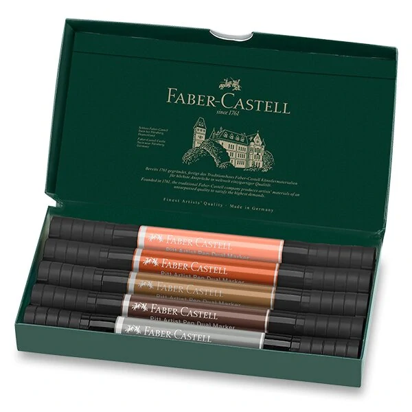 Popisovač Faber-Castell Pitt Artist Pen Dual Marker Portrait - sada 5 ks