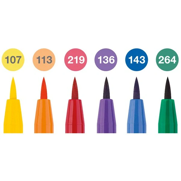 Popisovač Faber-Castell Pitt Artist Pen Brush Colour - sada 6 ks, hrot B