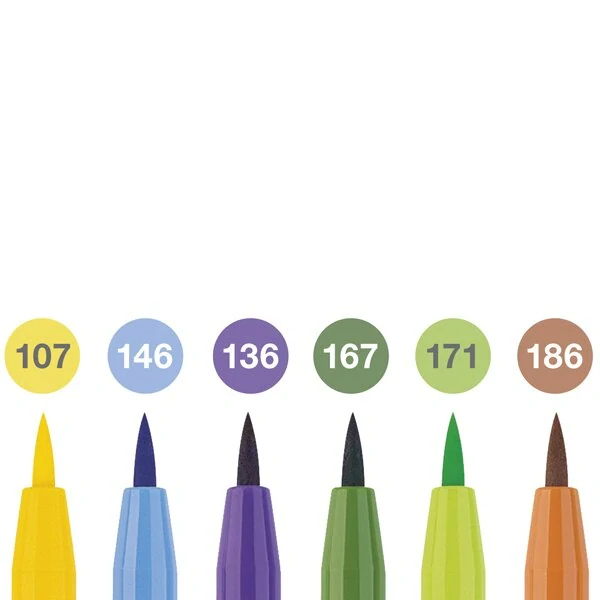 Popisovač Faber-Castell Pitt Artist Pen Brush Summer - 6 ks, hrot B