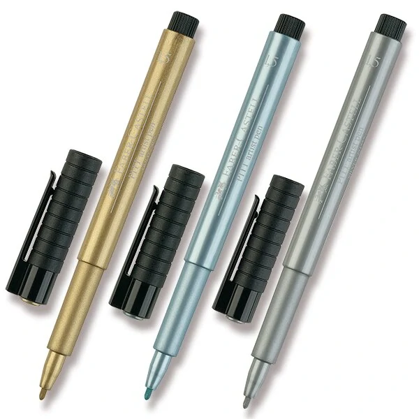 Popisovač Faber-Castell Pitt Artist Pen Metallic - stříbrný