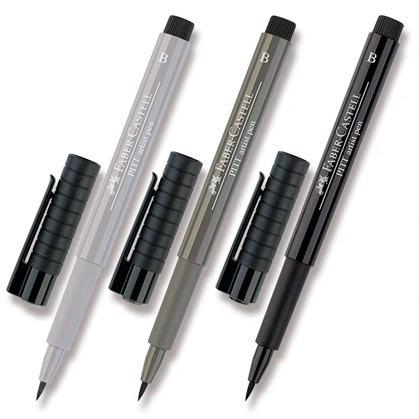 Popisovač Faber-Castell Pitt Artist Pen Brush - černé a šedé - 230, cold grey I