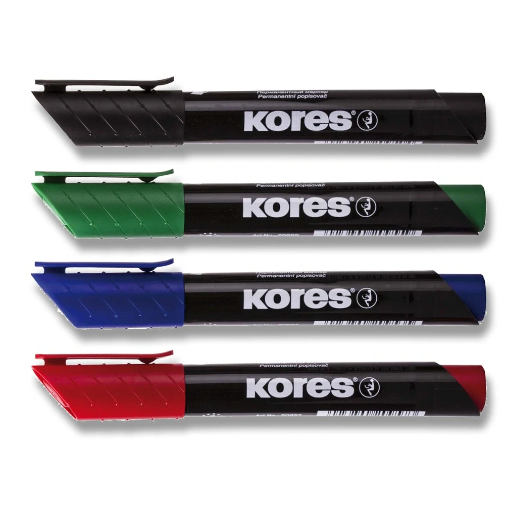 Permanentní popisovač Kores K-Marker - sada 4 barev
