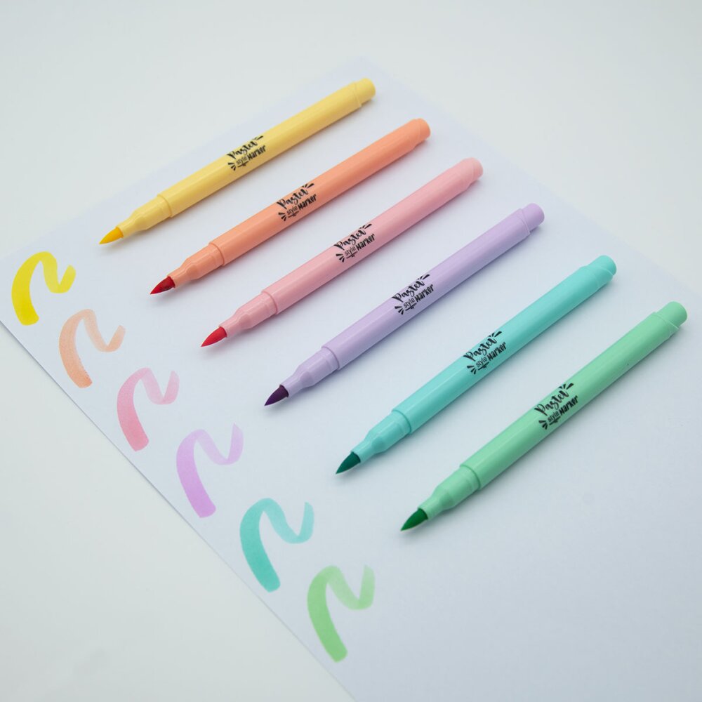 Popisovač Kores Style Brush Marker - Pastel, 6 barev