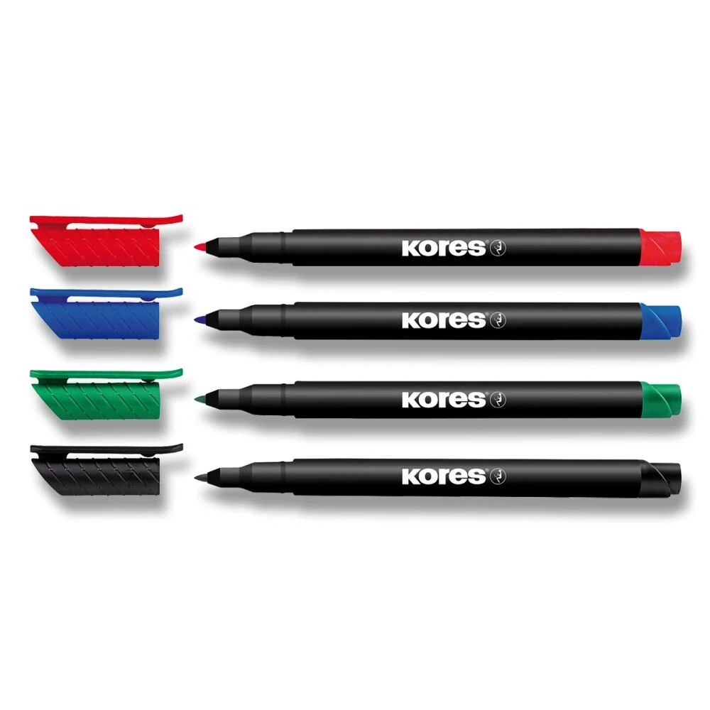 Permanentní popisovač Kores K-Marker - sada 4 barev, tenký hrot M