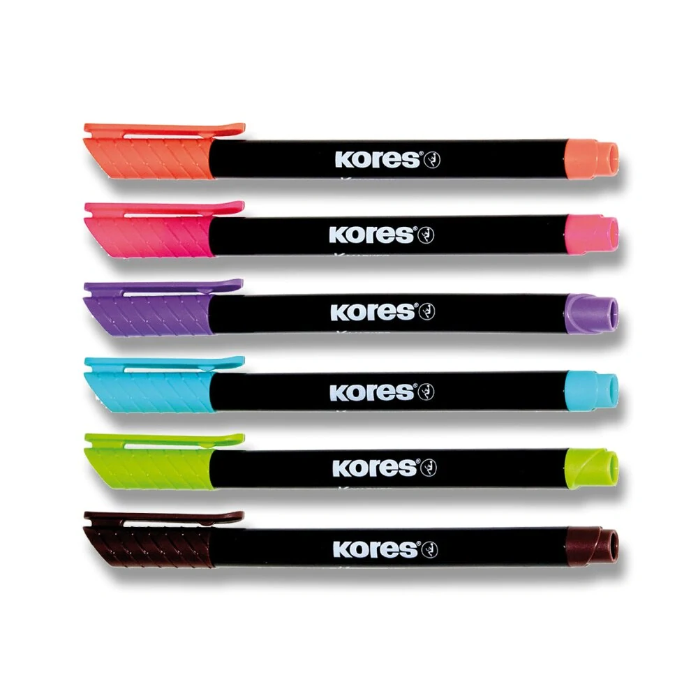 Permanentní popisovač Kores K-Marker - sada 6 barev, tenký hrot M