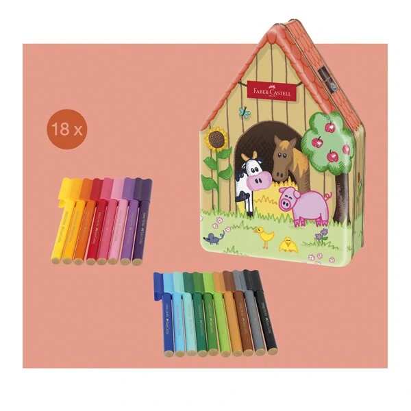 Dětské fixy Faber-Castell Connector - farmářský dům, 18 barev