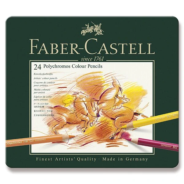 Pastelky Faber-Castell Polychromos - plechová krabička, 24 barev