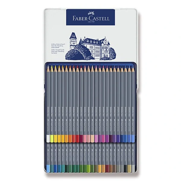 Akvarelové pastelky Faber-Castell Goldfaber Aqua - plechová krabička, 48 barev