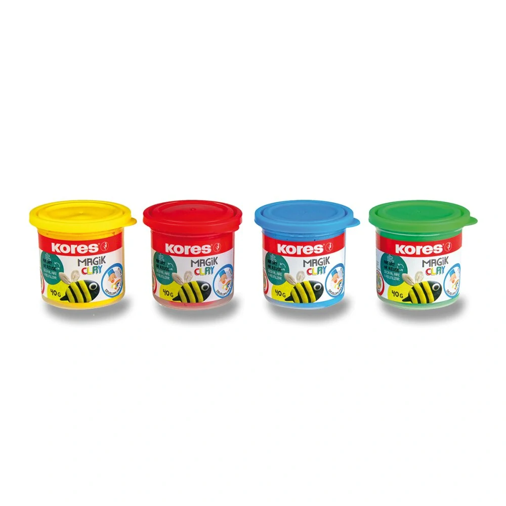 Modelovací hmota Kores Magik Clay - základní barvy, 4 x 40 g