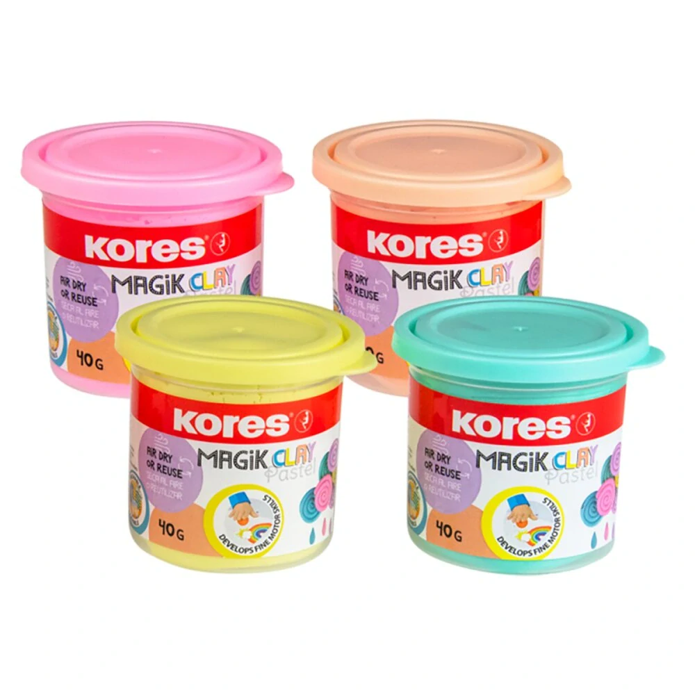 Modelovací hmota Kores Magik Clay - pastelové barvy, 4 x 40 g