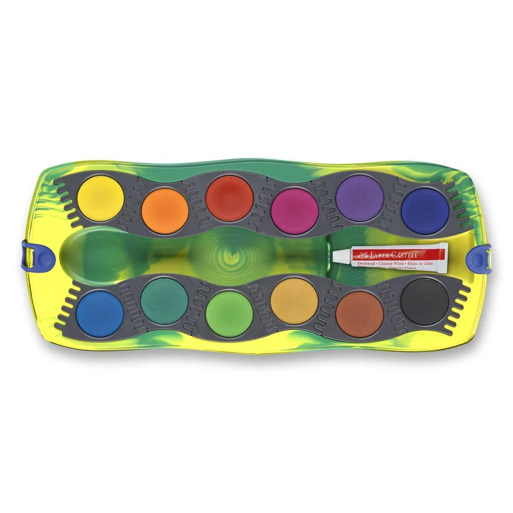 Vodové barvy Faber-Castell Connector Dinosaurus - 13 ks, průměr 30 mm