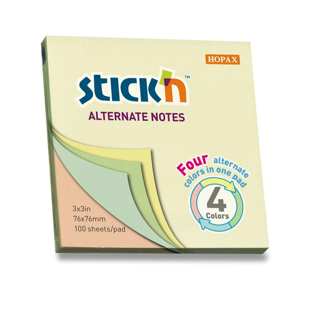 Samolepicí bloček Hopax Stick’n Alternate Pastel Notes - 76 x 76 mm, 100 listů