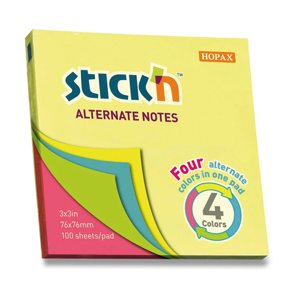 Samolepicí bloček Hopax Stick’n Alternate Neon Notes - 76 x 76 mm, 100 listů