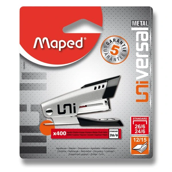 Sešívačka Maped Universal Mini 24/6 - na 12 nebo 15 listů, mix barev, blistr