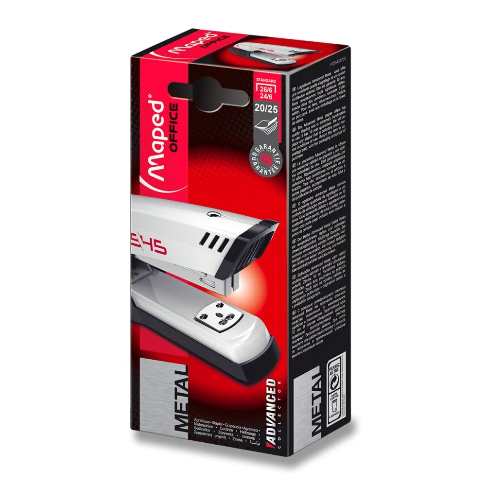 Sešívačka Maped Advanced Half Strip Collector 24/6, na 20 nebo 25 listů - bílá