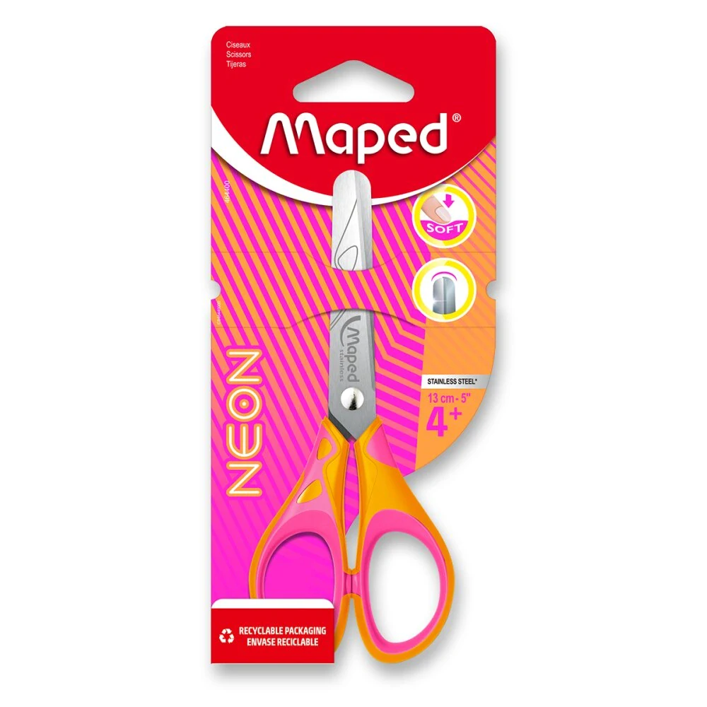 Nůžky Maped Pulse Soft Neon - 13 cm, blistr