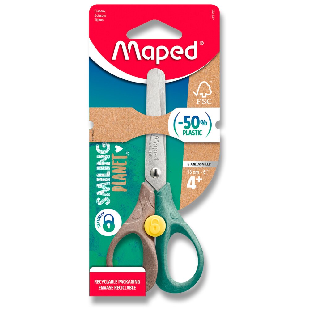 Nůžky Maped Smiling Planet Security - 13 cm, blistr