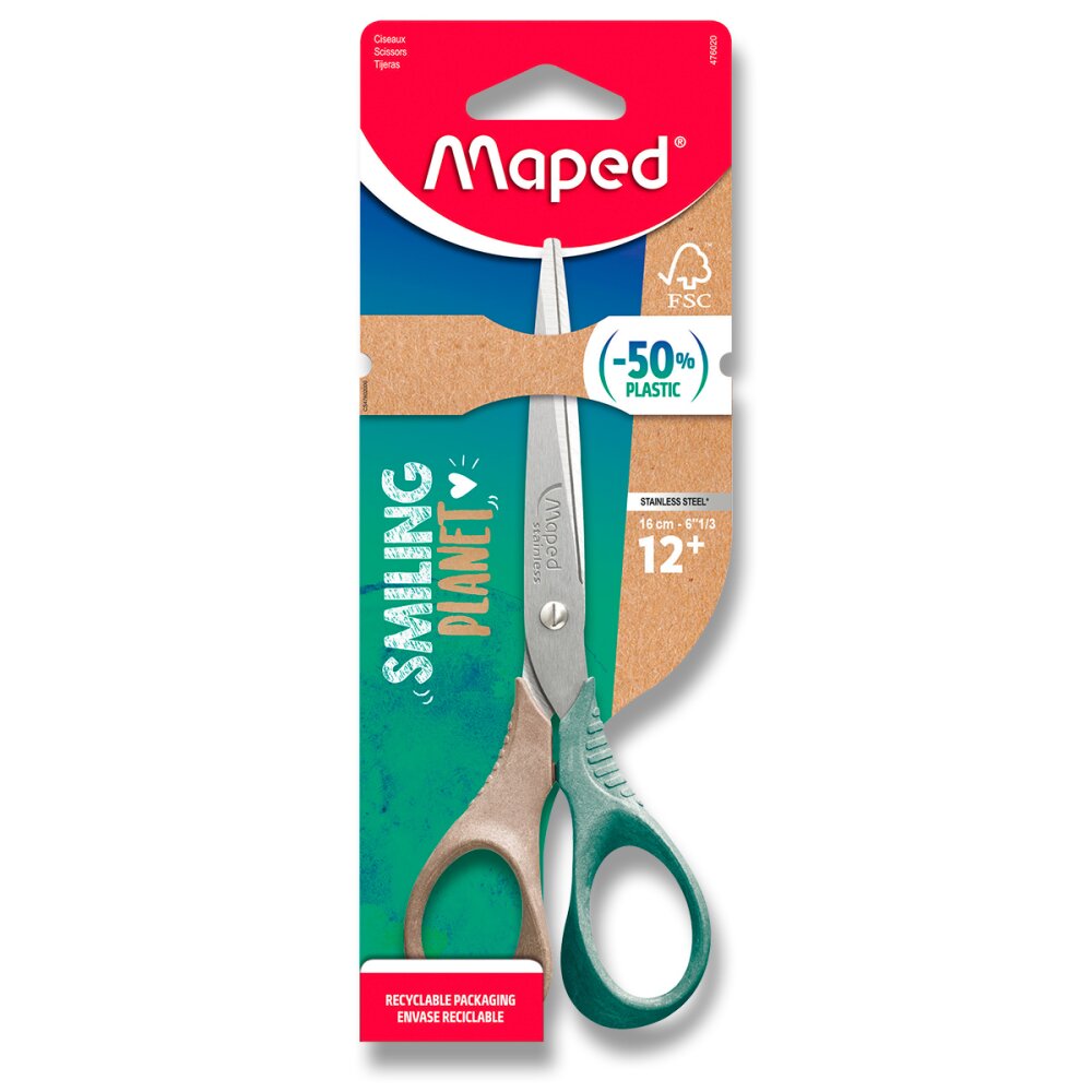 Nůžky Maped Smiling Planet Shape - 16 cm, blistr