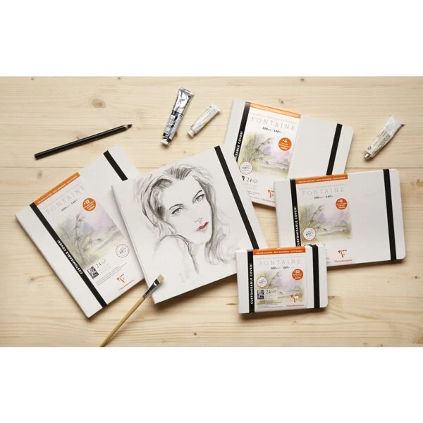 Akvarelové album Clairefontaine Fontaine Hot Pressed - 21 x 16 cm, 24 listů, 300 g