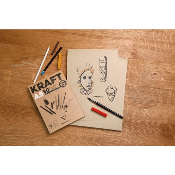 Blok Clairefontaine Brown Kraft - A4, 50 listů, 120 g