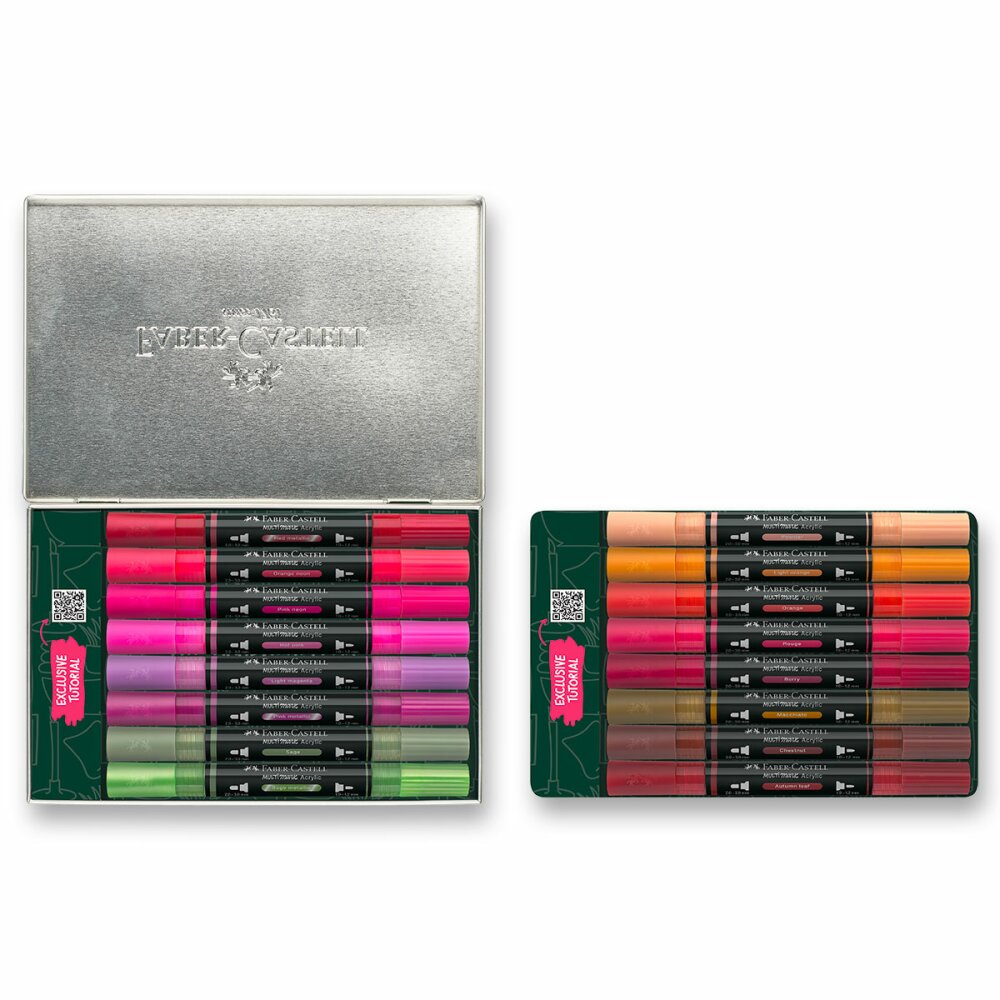 Akrylový popisovač Faber-Castell Multimark Home - plechová krabička, 16 ks