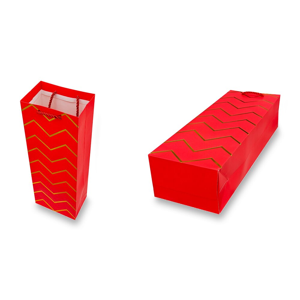 Dárková papírová taška na lahev - red