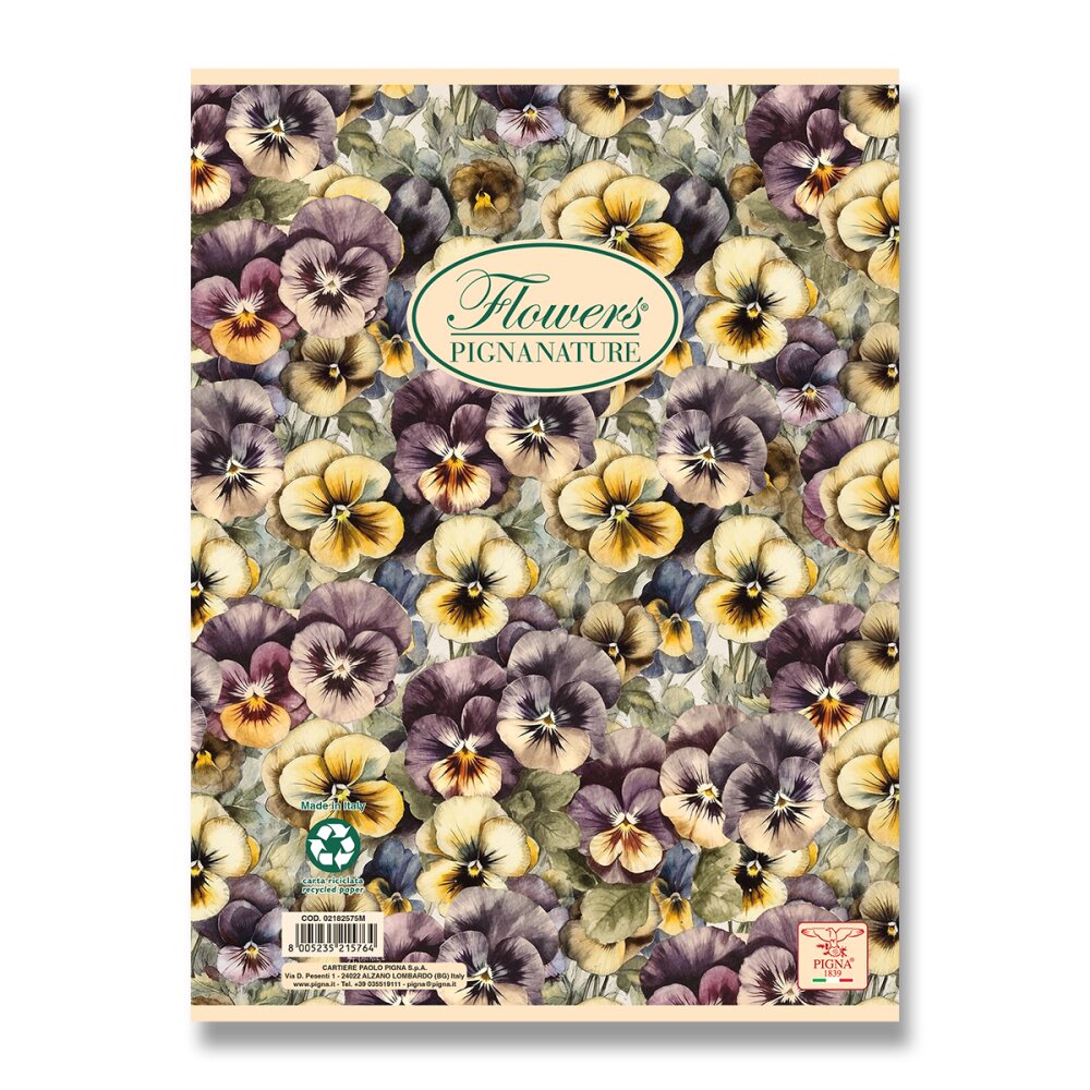 Kroužkový blok Pigna Nature Flowers - A4, linkovaný, 60 listů