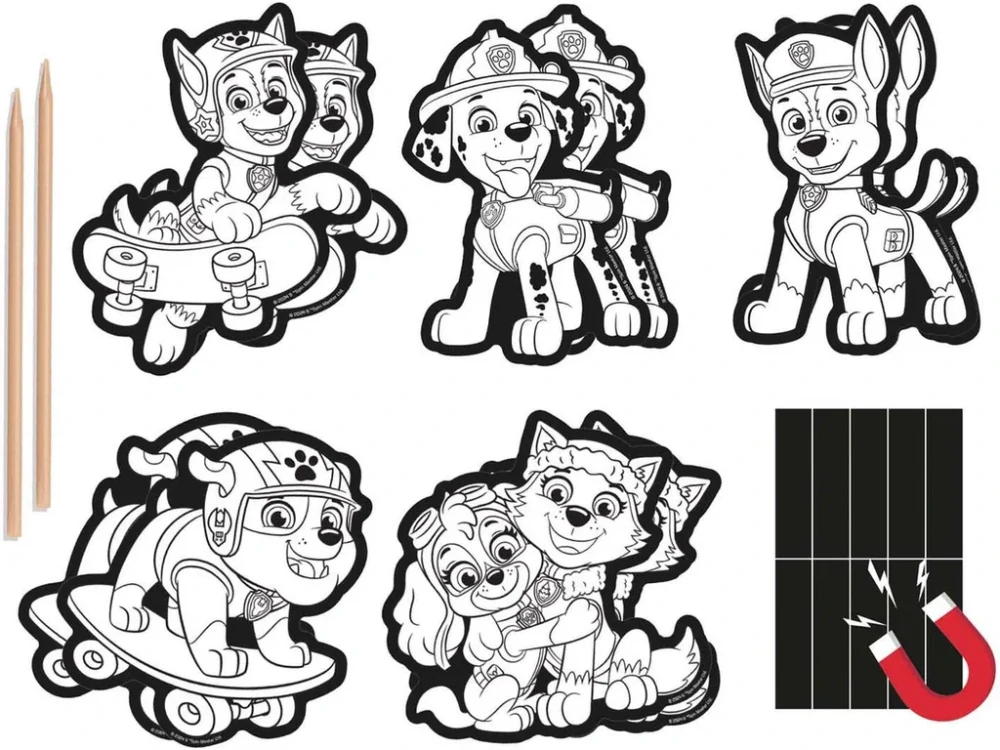 Škrabací obrázky s magnetky, 10 ks - Tlapková patrola, Paw patrol