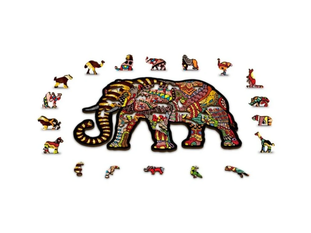 Dřevěné Puzzle L, Slon, 37,5x25,4 cm